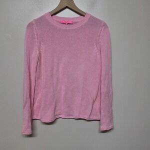 Lilly Pulitzer Pink Knit Sweater Womens Sz S 100% Cotton Crew Neck Preppy Beach